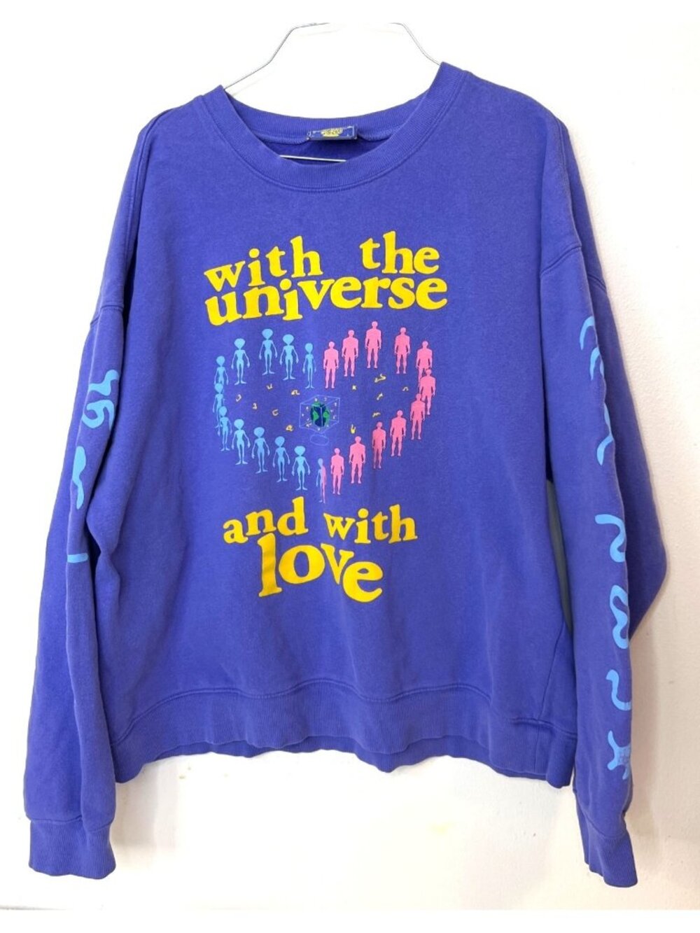 Coney Island Picnic Large Purple Universal Love Puff Print Sweatshirt Womans